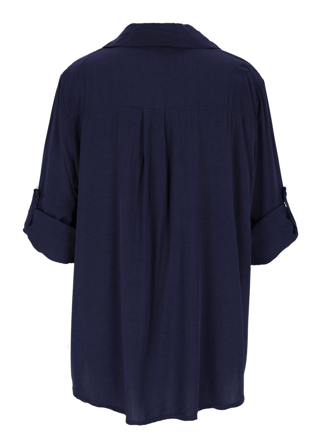 Damen Bluse mit Stehkragen und Knopfleiste – Blue Scuro