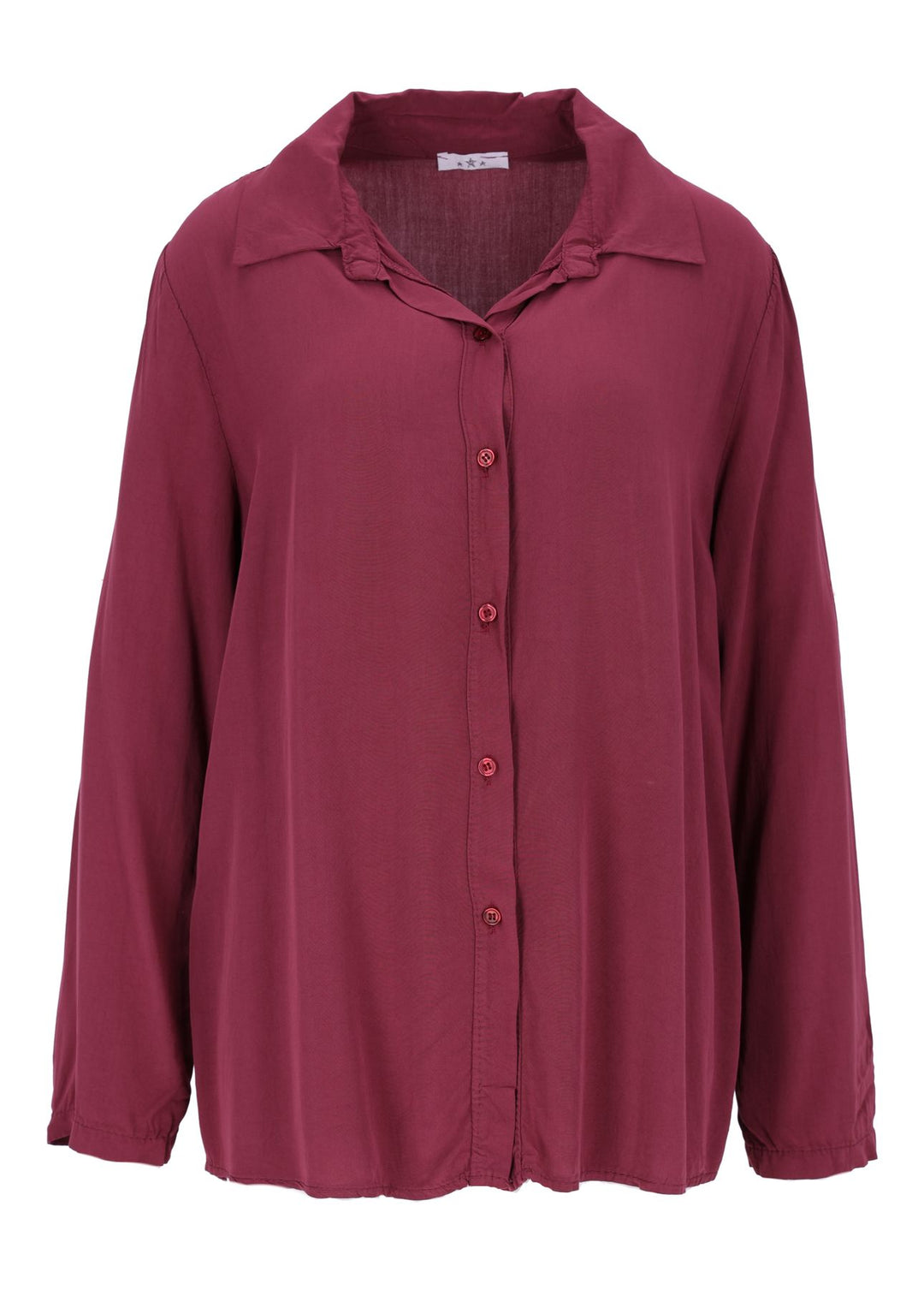 Damen Bluse mit Stehkragen und Knopfleiste – Bordeaux