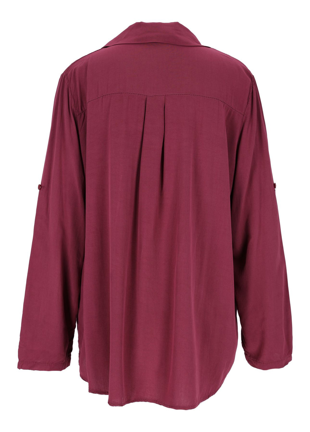 Damen Bluse mit Stehkragen und Knopfleiste – Bordeaux