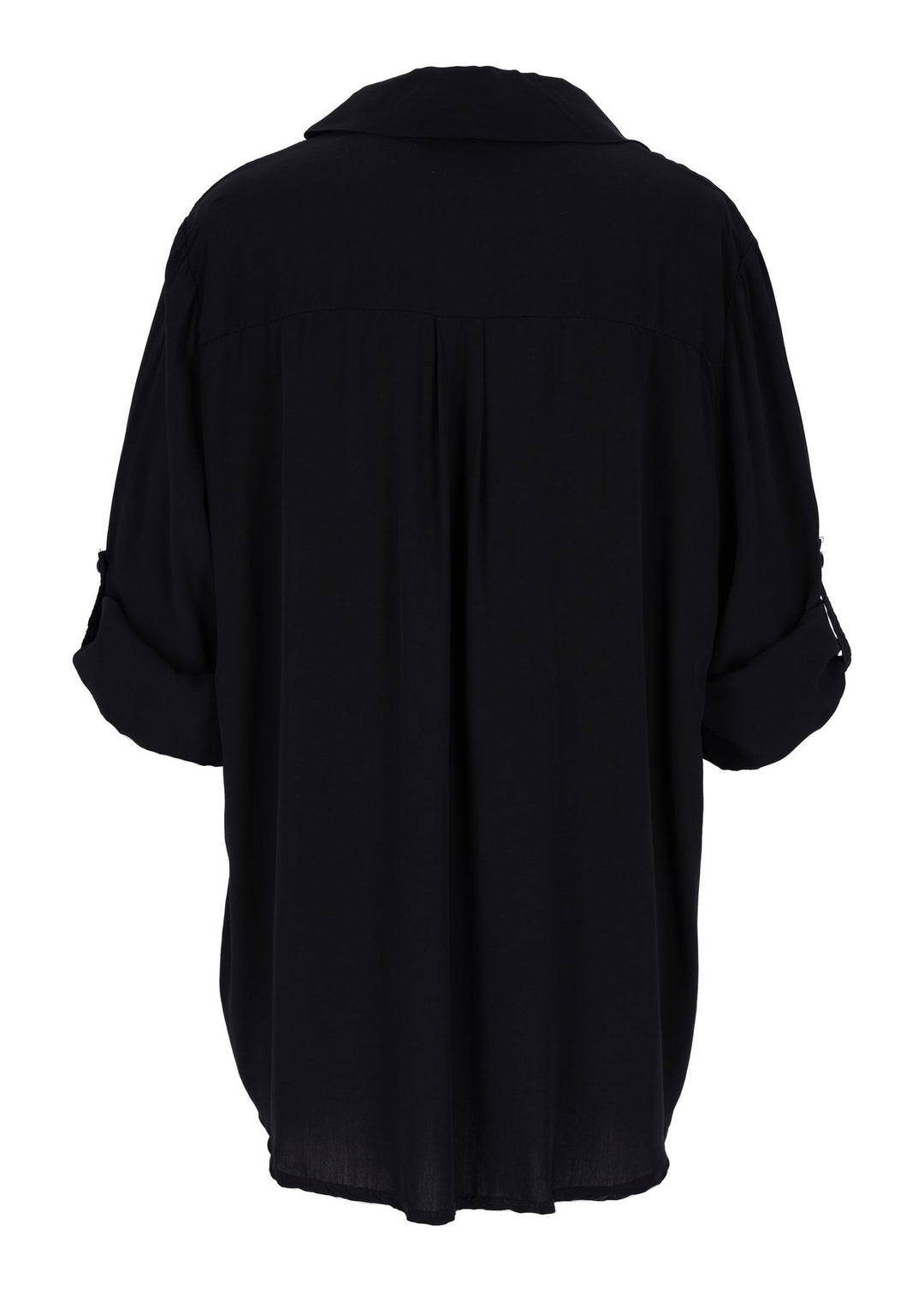 Damen Bluse mit Stehkragen und Knopfleiste – Schwarz