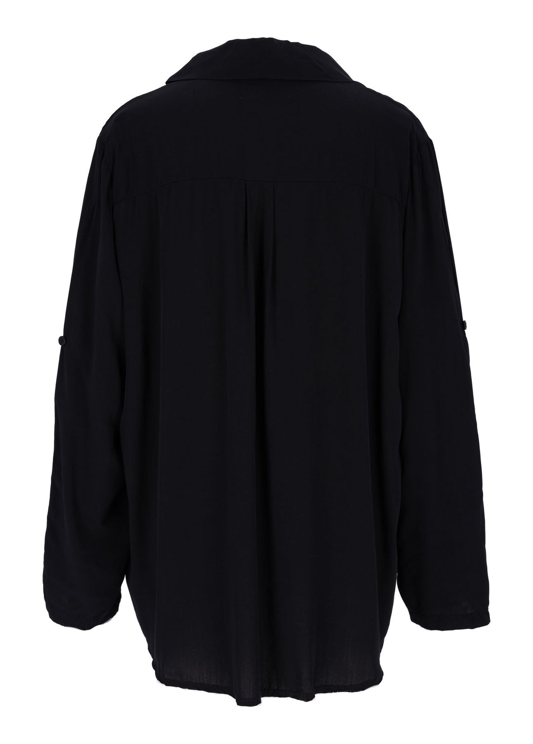 Damen Bluse mit Stehkragen und Knopfleiste – Schwarz