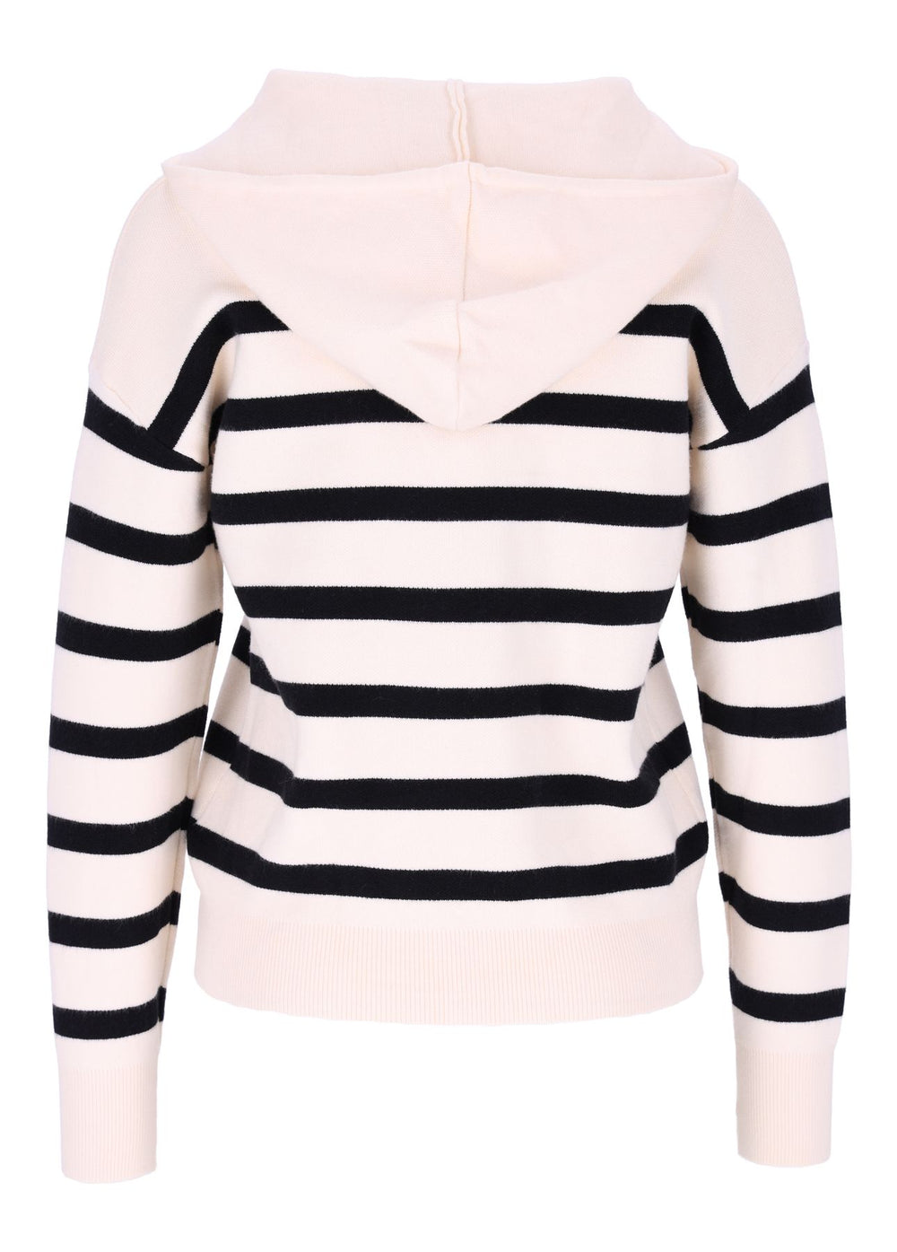 Damen Strickpullover mit Kapuze und Blockstreifen – Beige