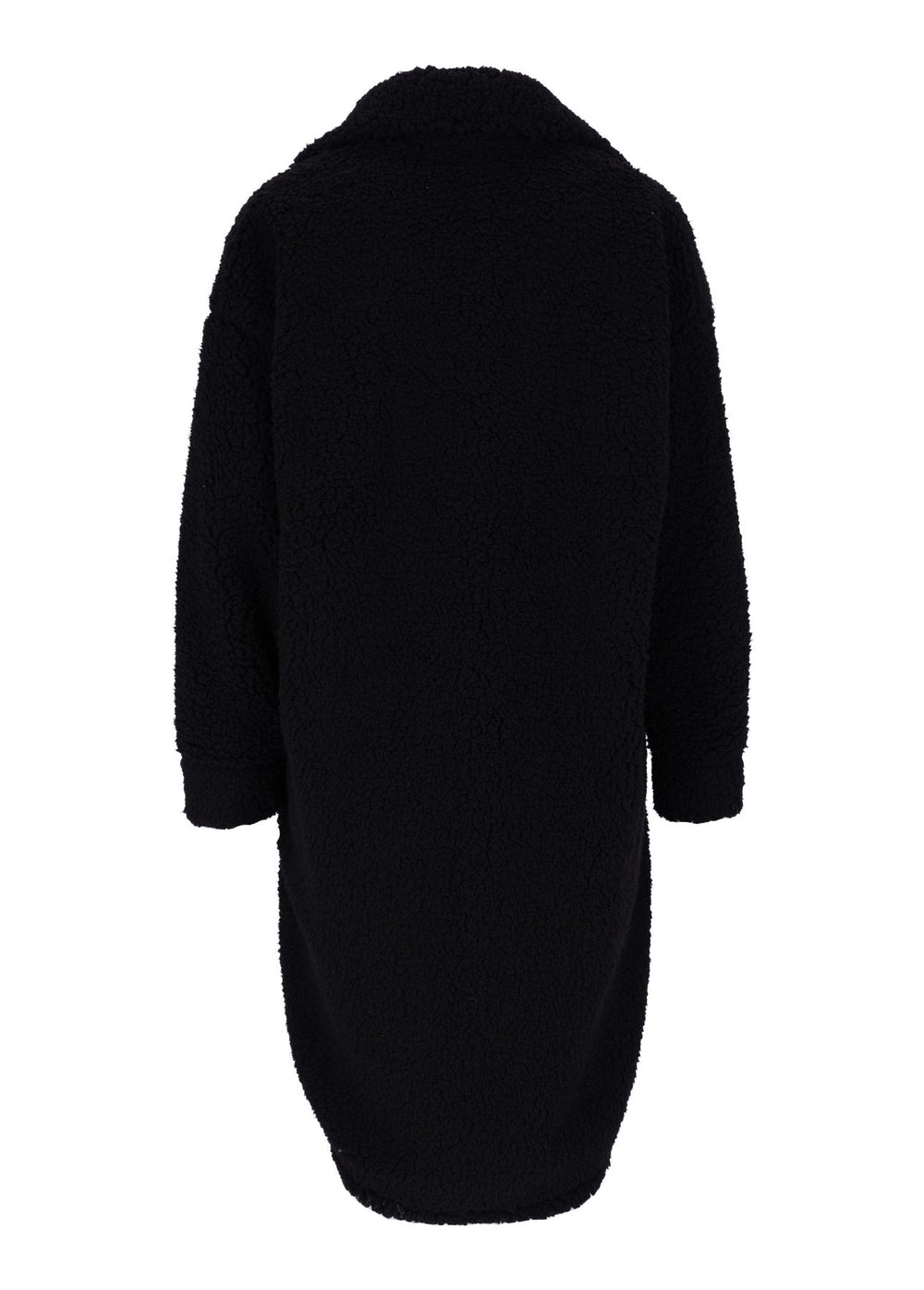 Damen Teddy Blusenjacke mit Stehkragen und Brusttaschen – Schwarz