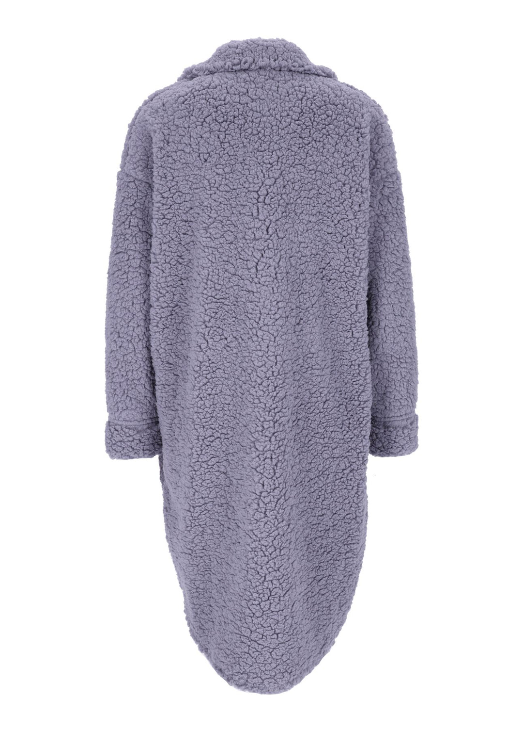 Damen Teddy Blusenjacke mit Stehkragen und Brusttaschen – Dunkelgrau