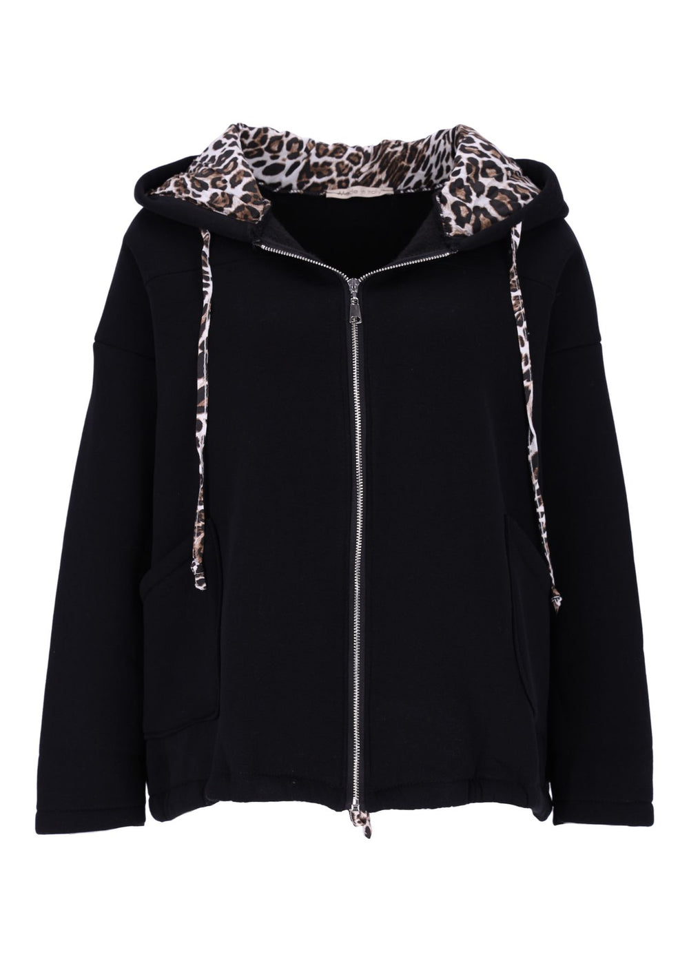 Damen Sweatjacke mit Leo-Details  – Schwarz