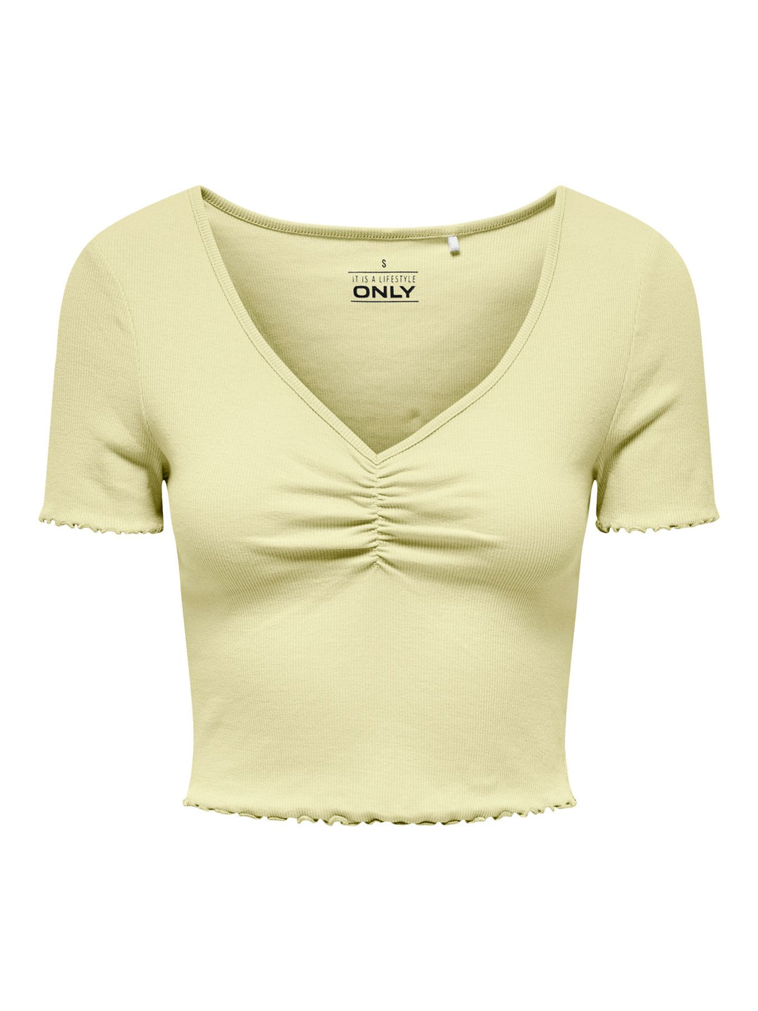 Damen ONLBETTY S/S V-NECK TOP Double Cream