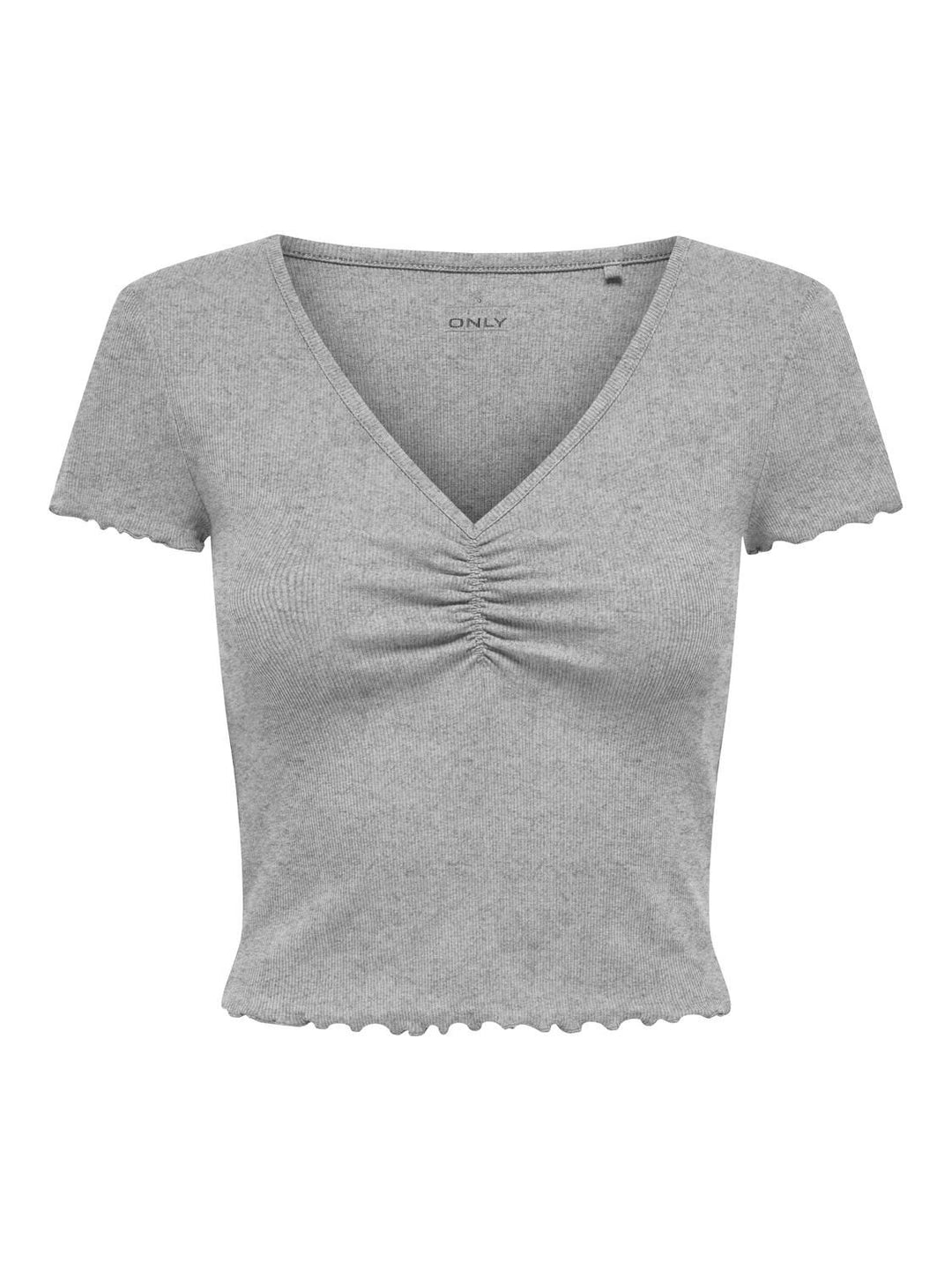 Damen ONLBETTY S/S V-NECK TOP light grey melange