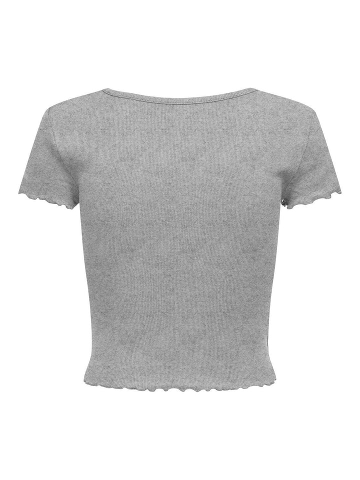 Damen ONLBETTY S/S V-NECK TOP light grey melange