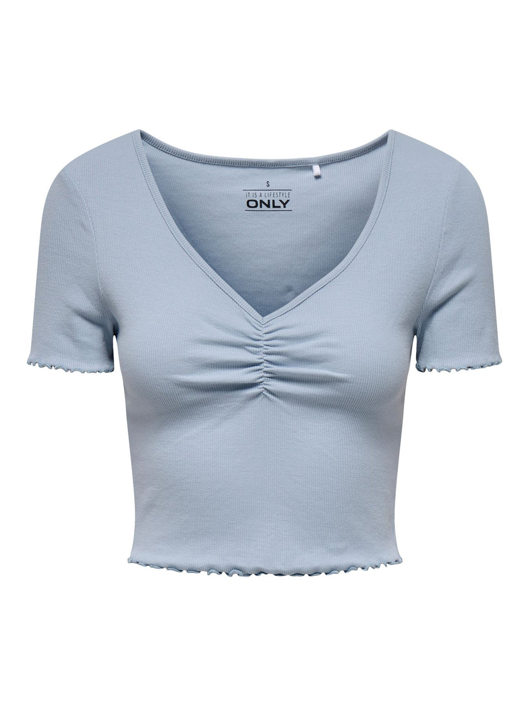 Damen ONLBETTY S/S V-NECK TOP Soft Chambray