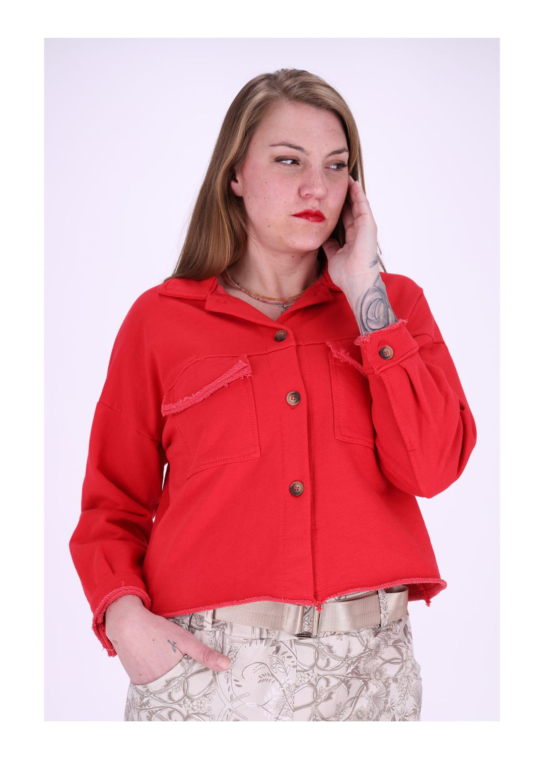 Damen Sweatjacke geknöpft