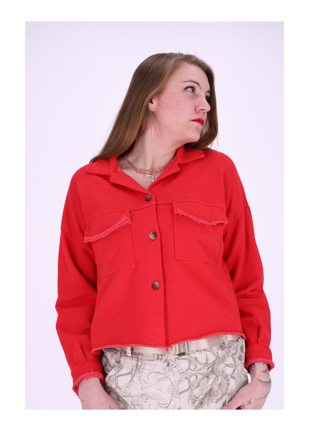 Damen Sweatjacke geknöpft