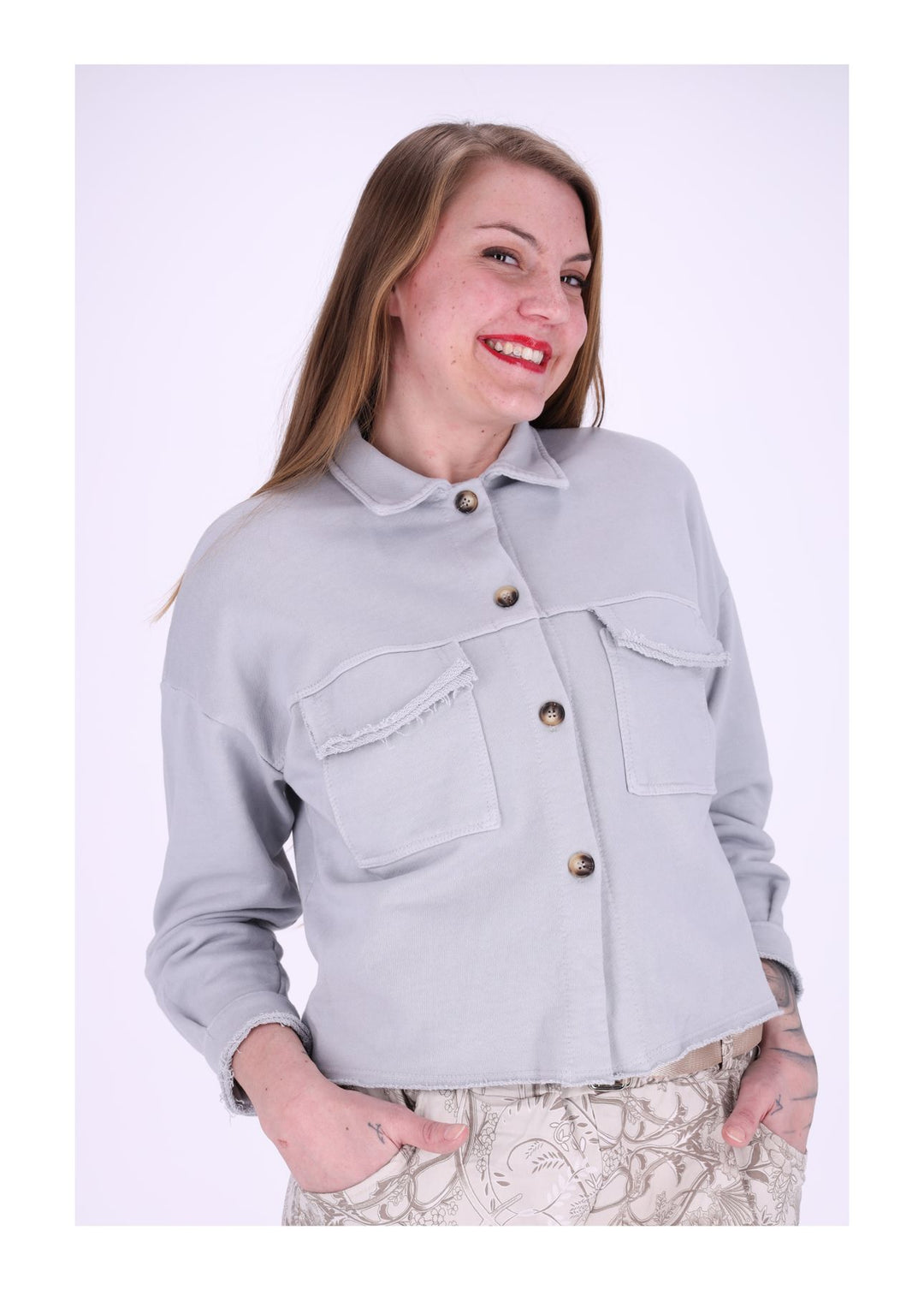 Damen Sweatjacke geknöpft