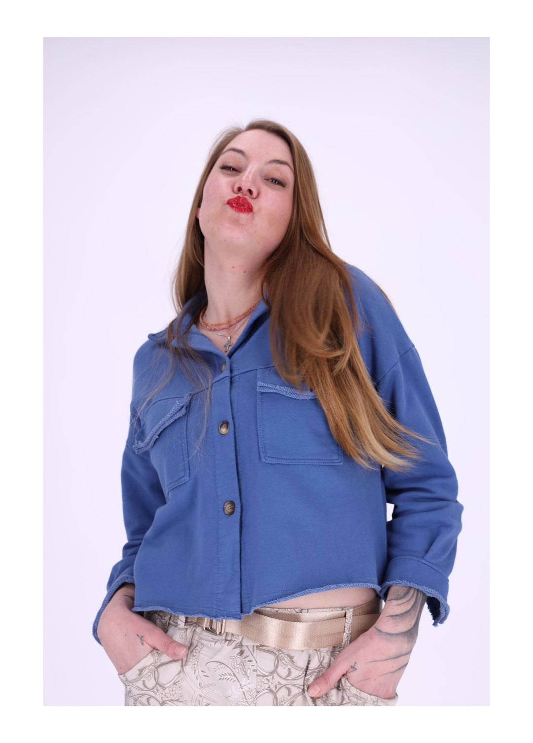 Damen Sweatjacke geknöpft