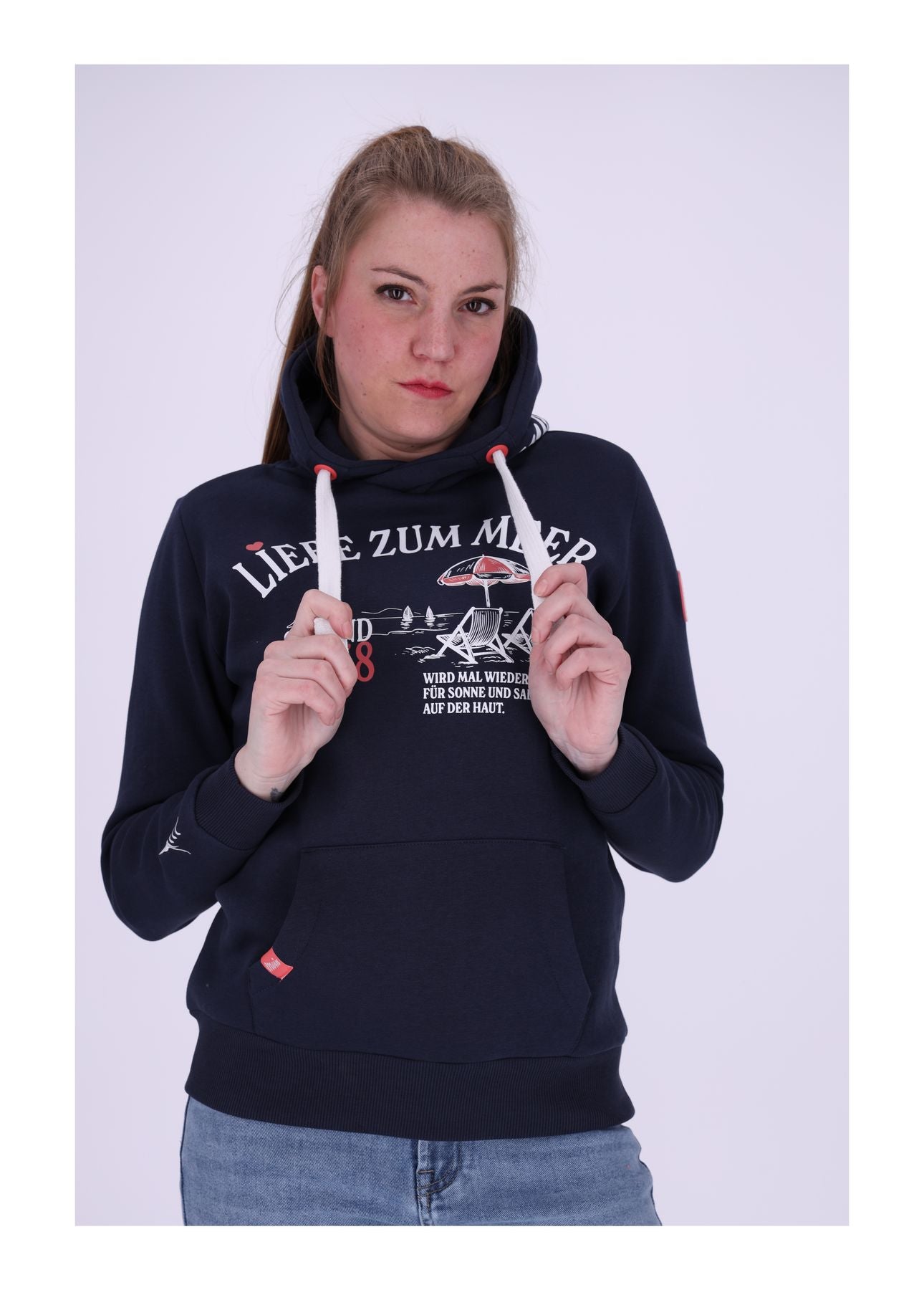 Damen DOB Sweat, langarm, Kapuze mit flac