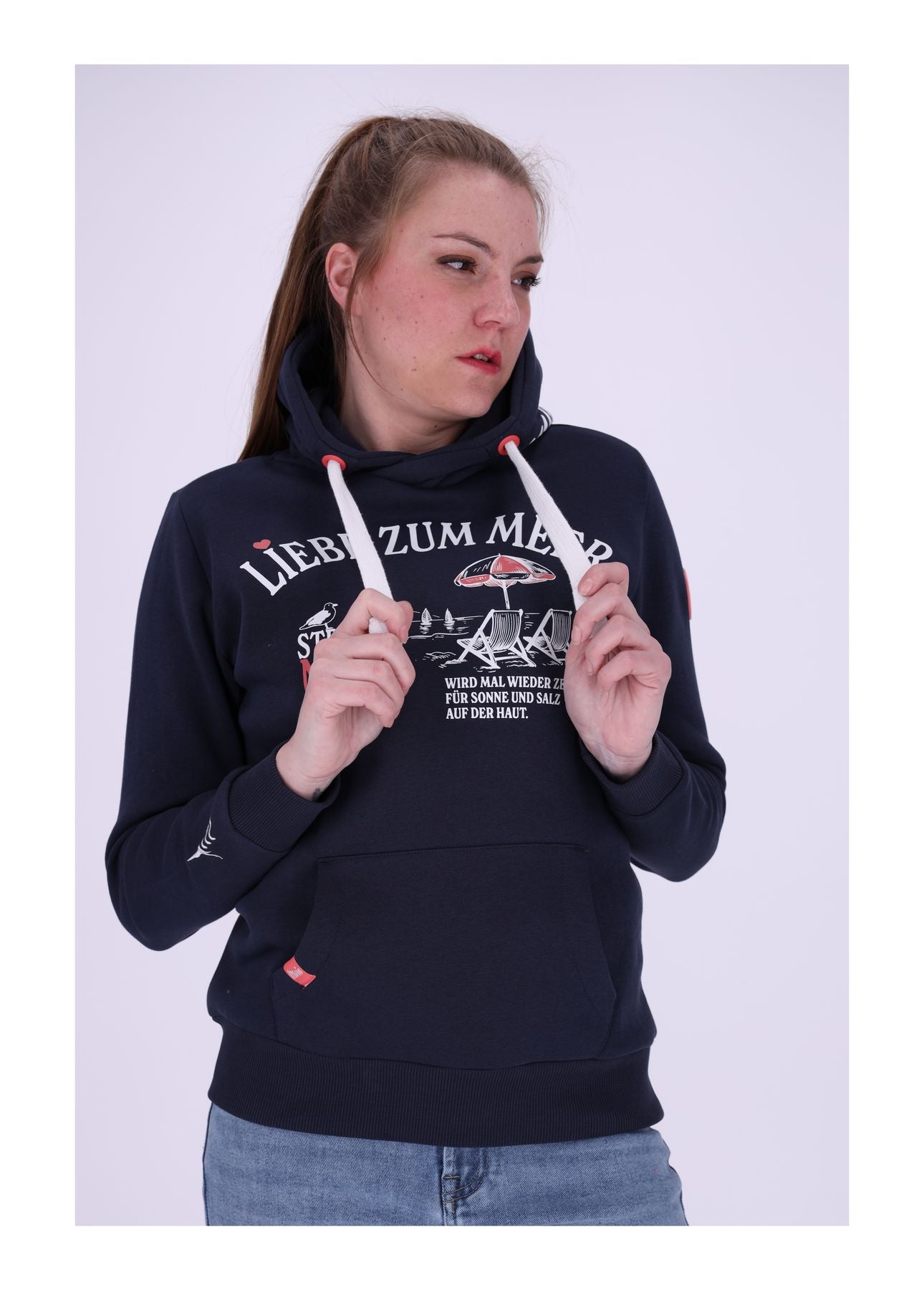 Damen DOB Sweat, langarm, Kapuze mit flac