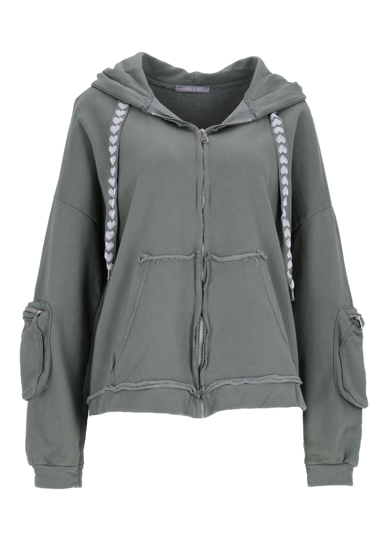 Damen Sweatjacke Kapuze Tasche am Ärmel
