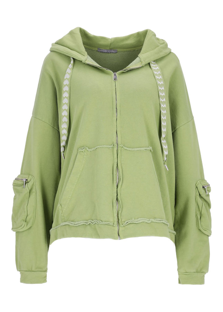 Damen Sweatjacke Kapuze Tasche am Ärmel