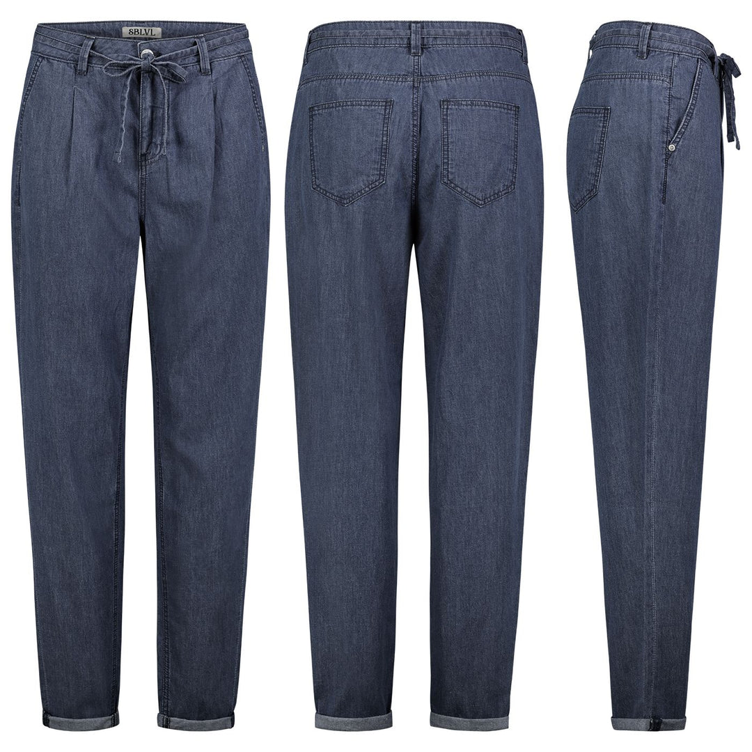 Damen DOB light denim ballon fit, Falten