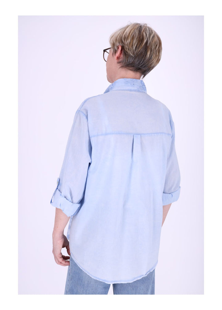 Bluse Damen Stickerei gewaschen