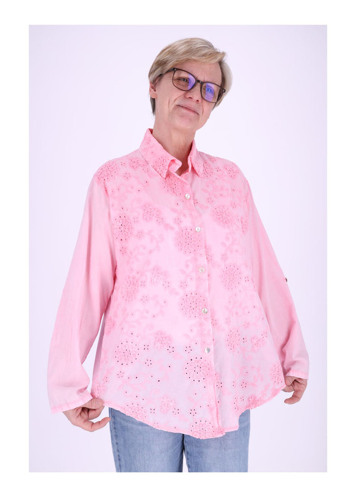 Bluse Damen Stickerei gewaschen