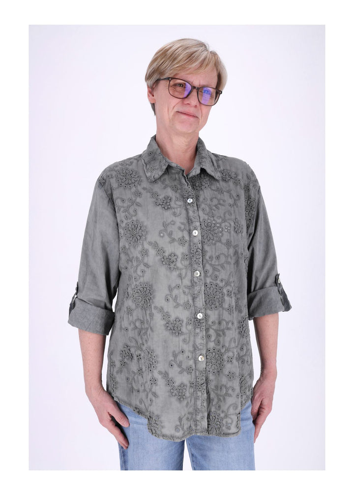 Bluse Damen Stickerei gewaschen