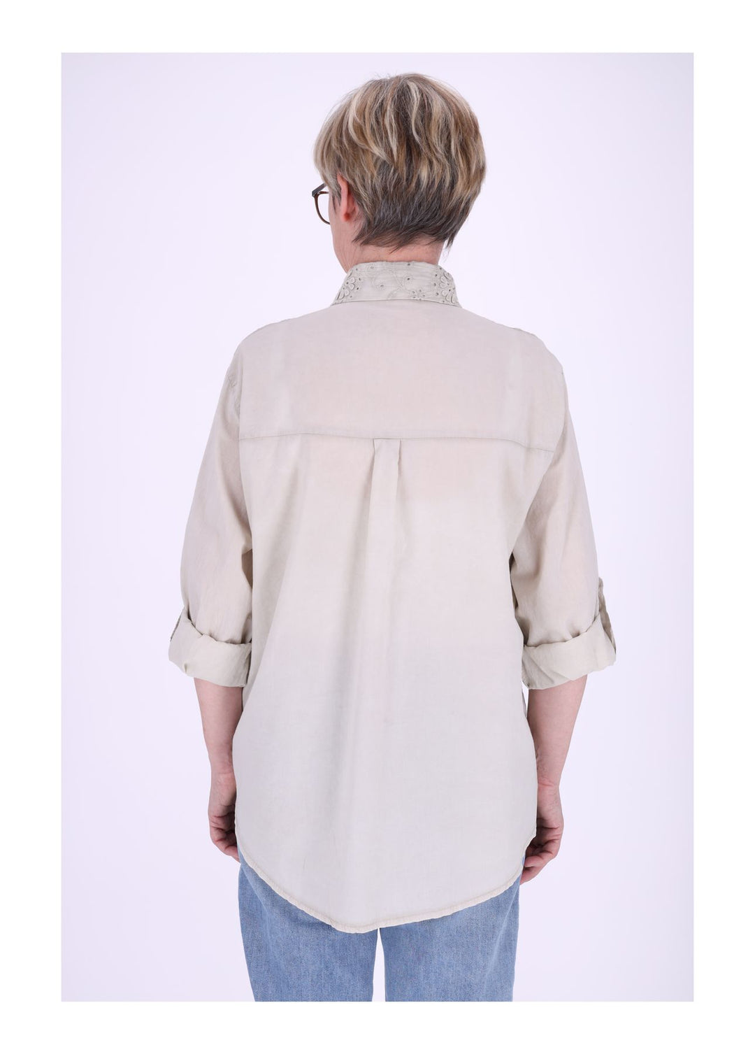Bluse Damen Stickerei gewaschen
