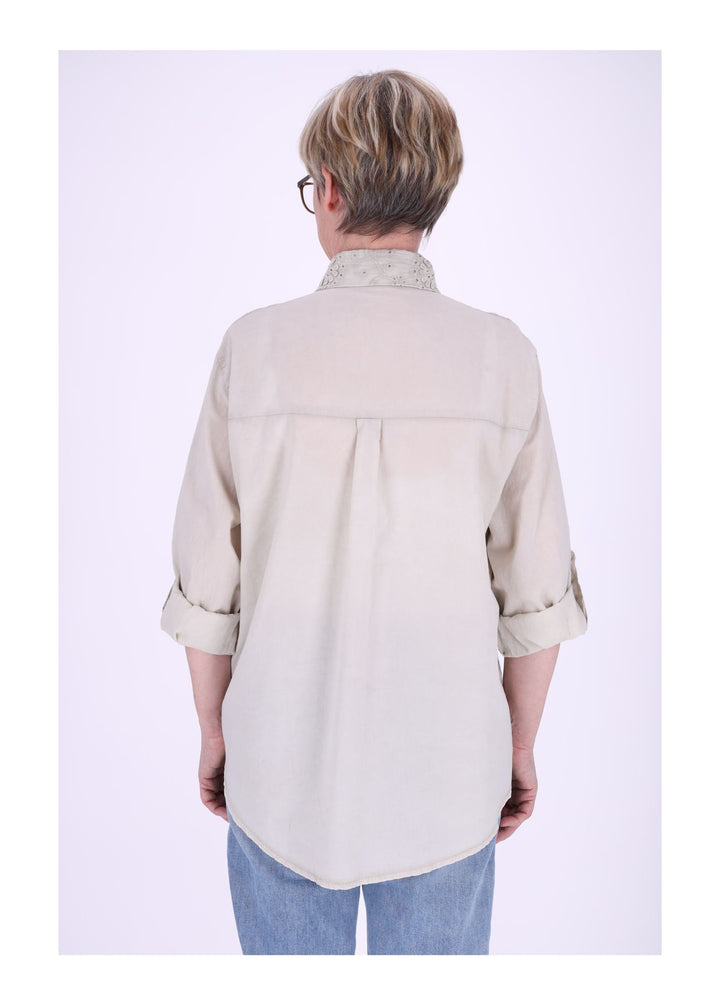Bluse Damen Stickerei gewaschen