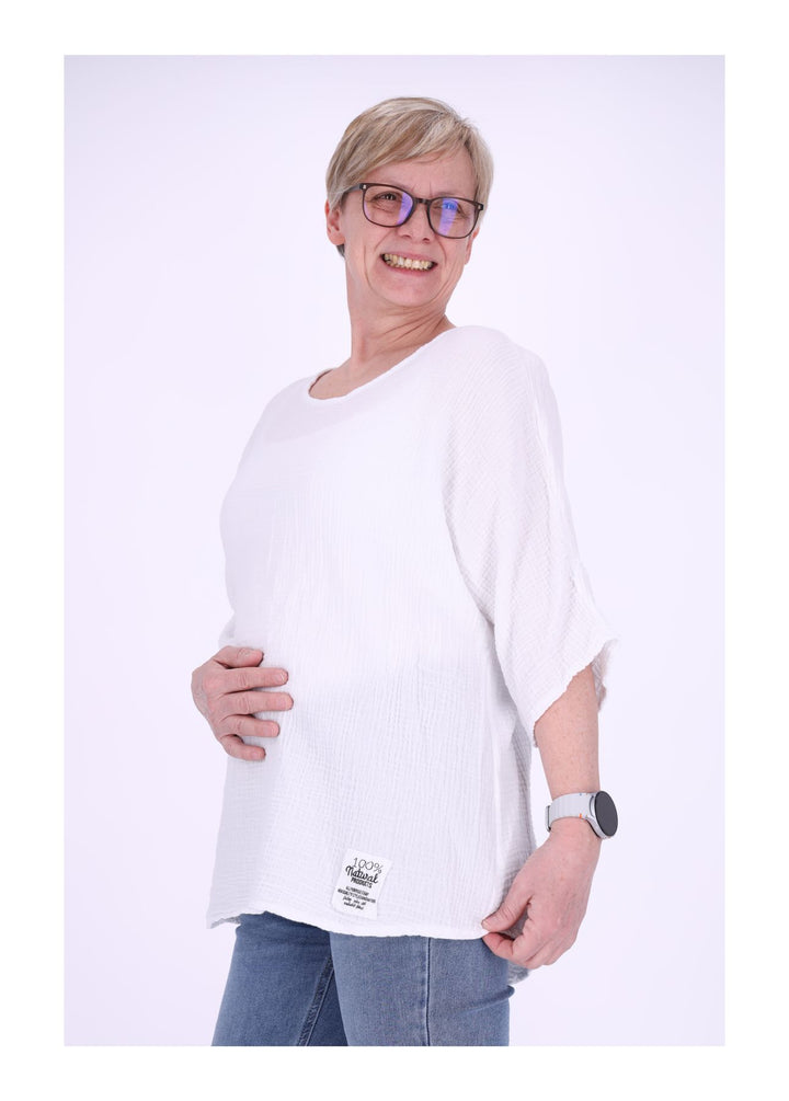 Damen T-Shirt Musselinoptik