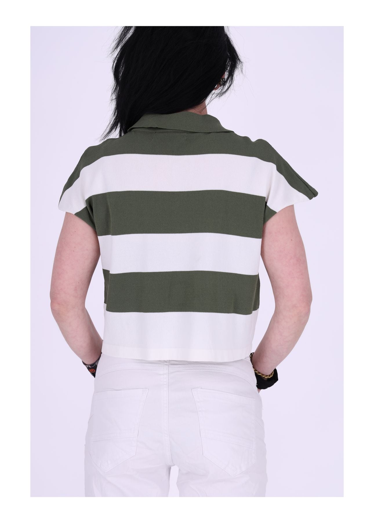 Damen Poloshirt ohne Arm Blockstreifen