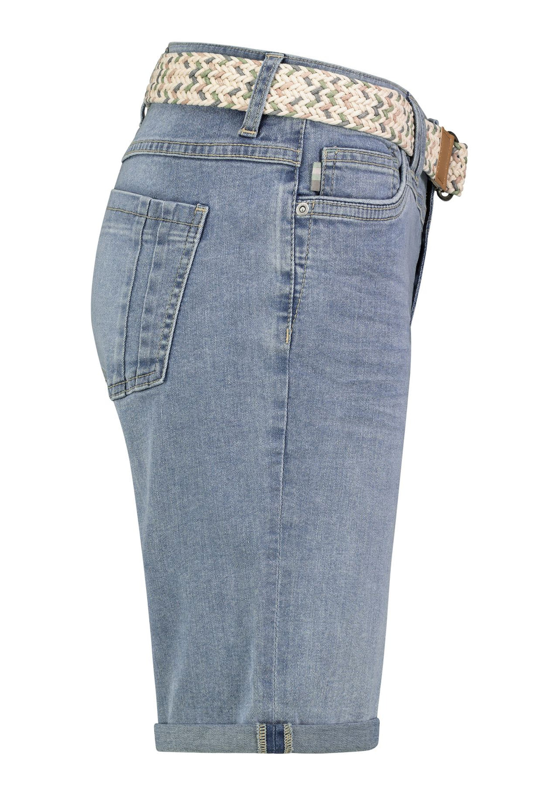 Damen DOB Denim bermuda,5-pocket, Gürtel,