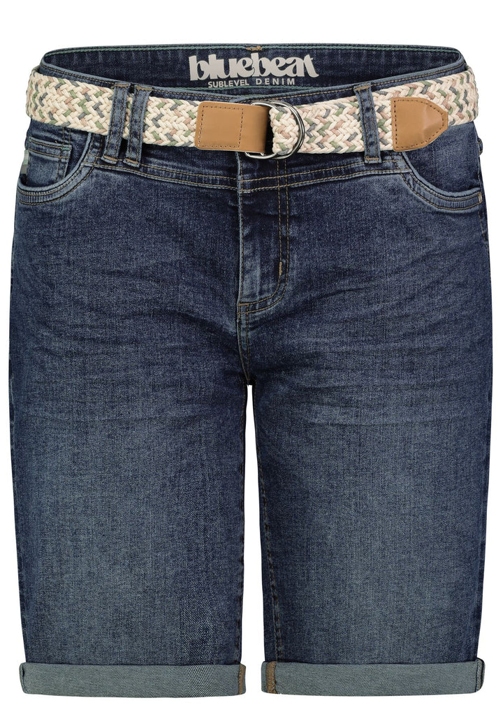 Damen DOB Denim bermuda,5-pocket, Gürtel,