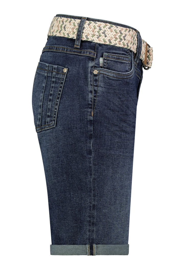 Damen DOB Denim bermuda,5-pocket, Gürtel,