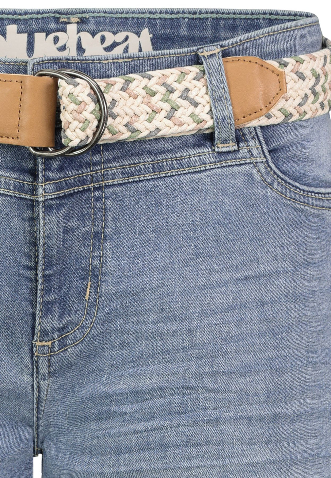 Damen DOB Denim bermuda,5-pocket, Gürtel,