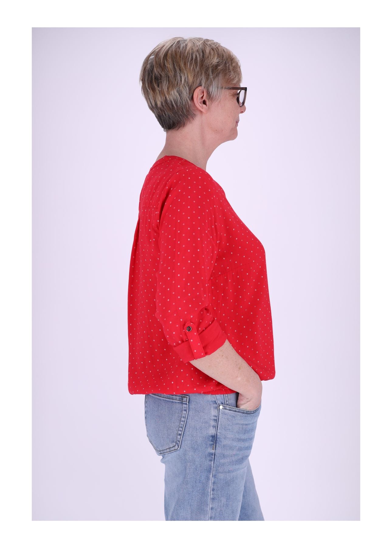 Bluse Viskose - Gummizug mit Karo Print