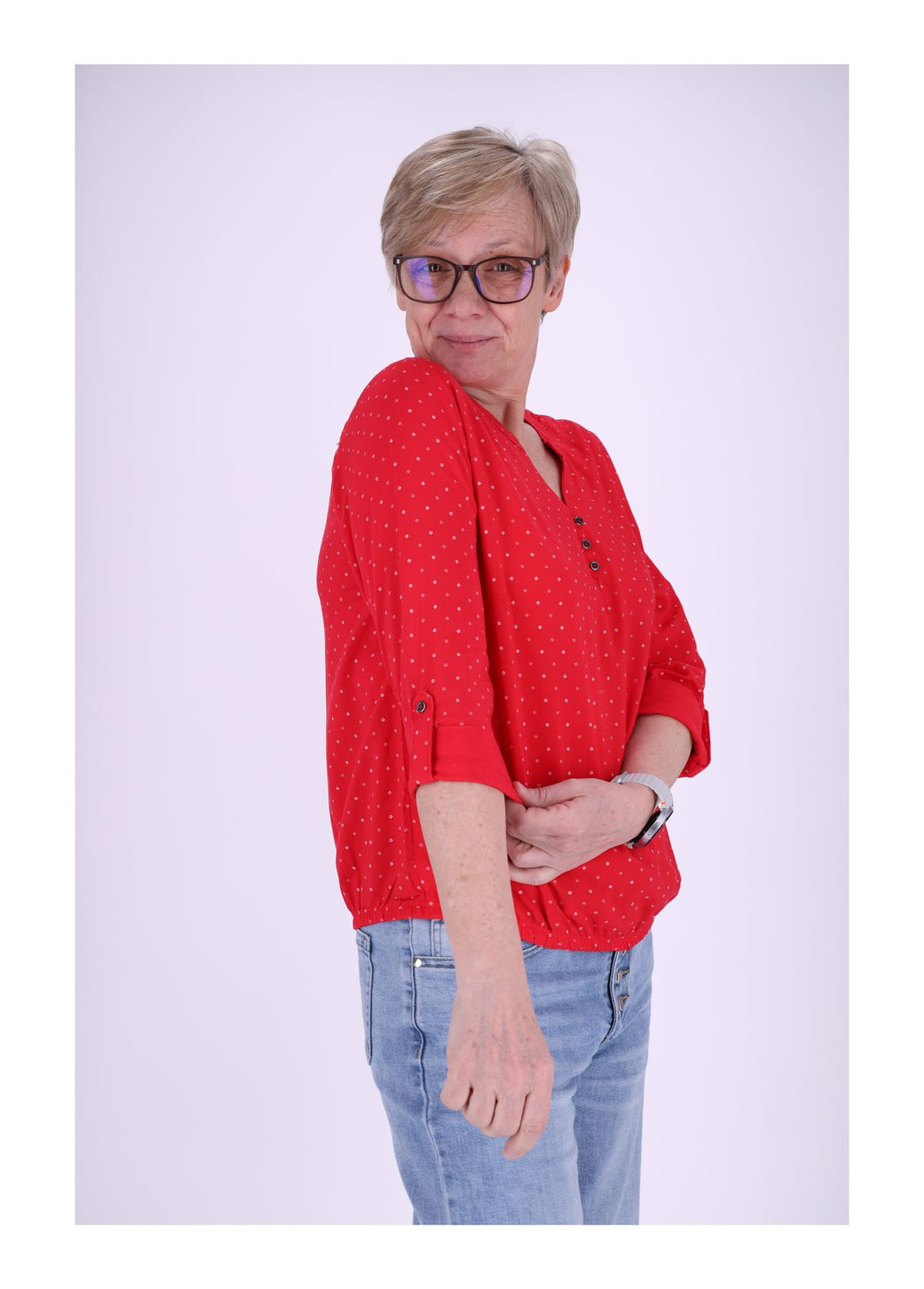 Bluse Viskose - Gummizug mit Karo Print