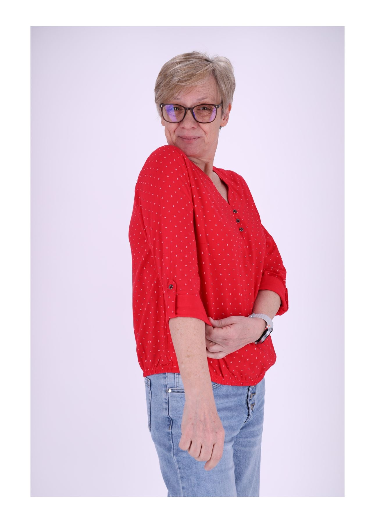 Bluse Viskose - Gummizug mit Karo Print