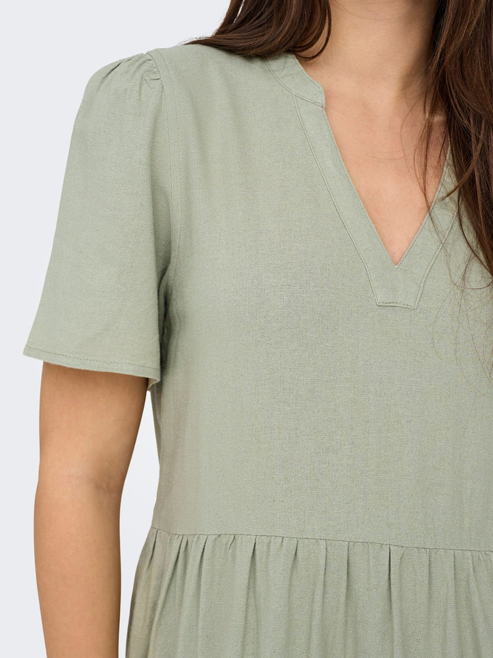 Damen ONLTIRI-CARO S/S V-NECK LIN DRESS C