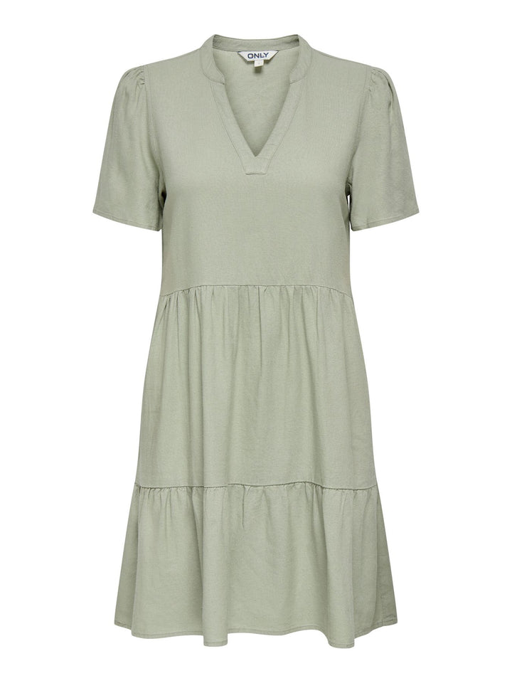 Damen ONLTIRI-CARO S/S V-NECK LIN DRESS C