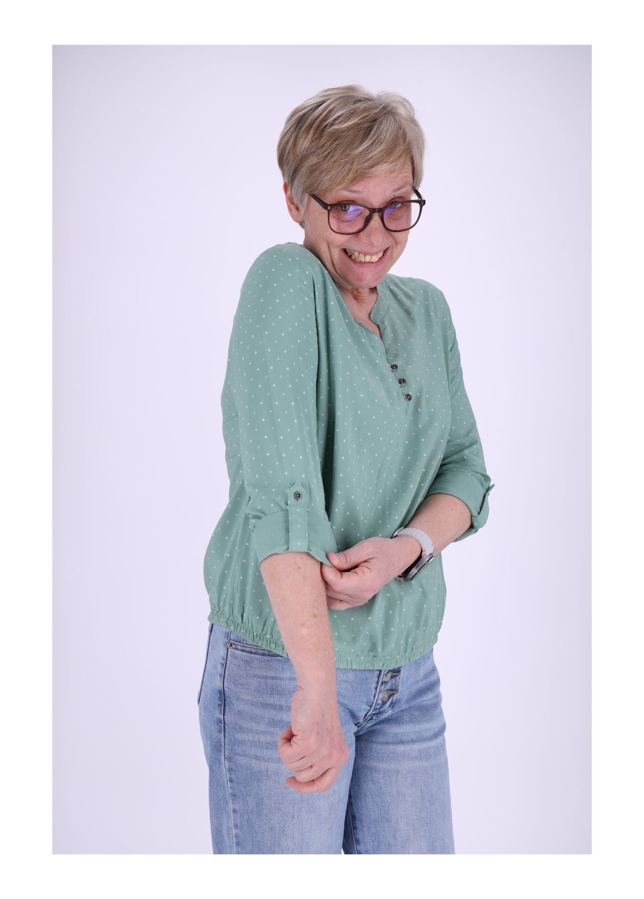 Bluse Viskose - Gummizug mit Karo Print