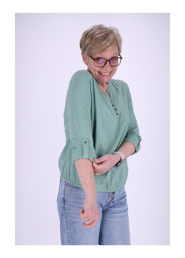 Bluse Viskose - Gummizug mit Karo Print