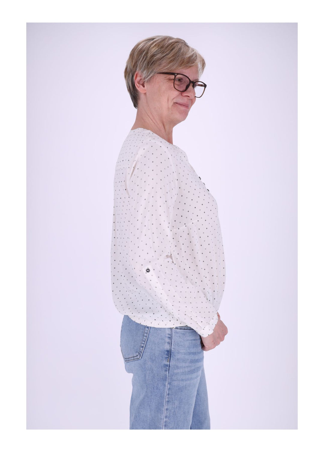 Bluse Viskose - Gummizug mit Karo Print