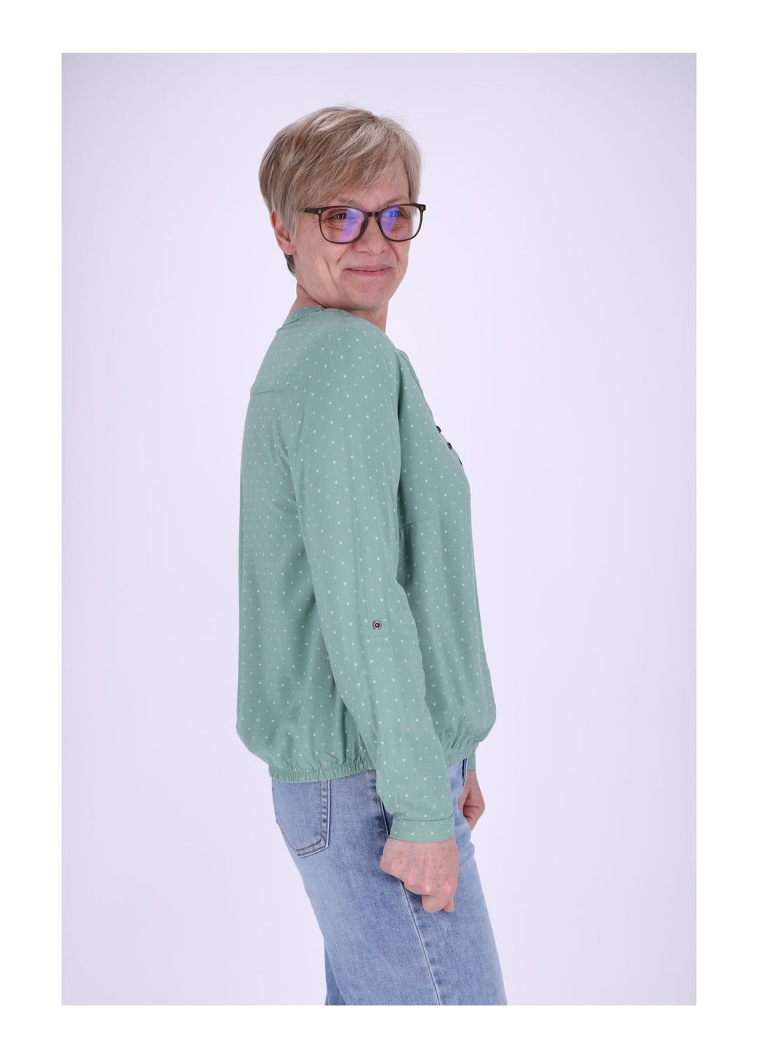 Bluse Viskose - Gummizug mit Karo Print