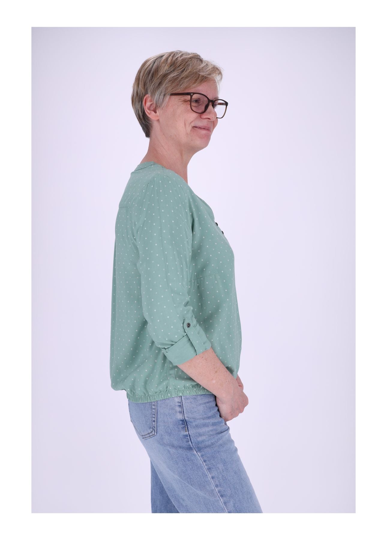 Bluse Viskose - Gummizug mit Karo Print