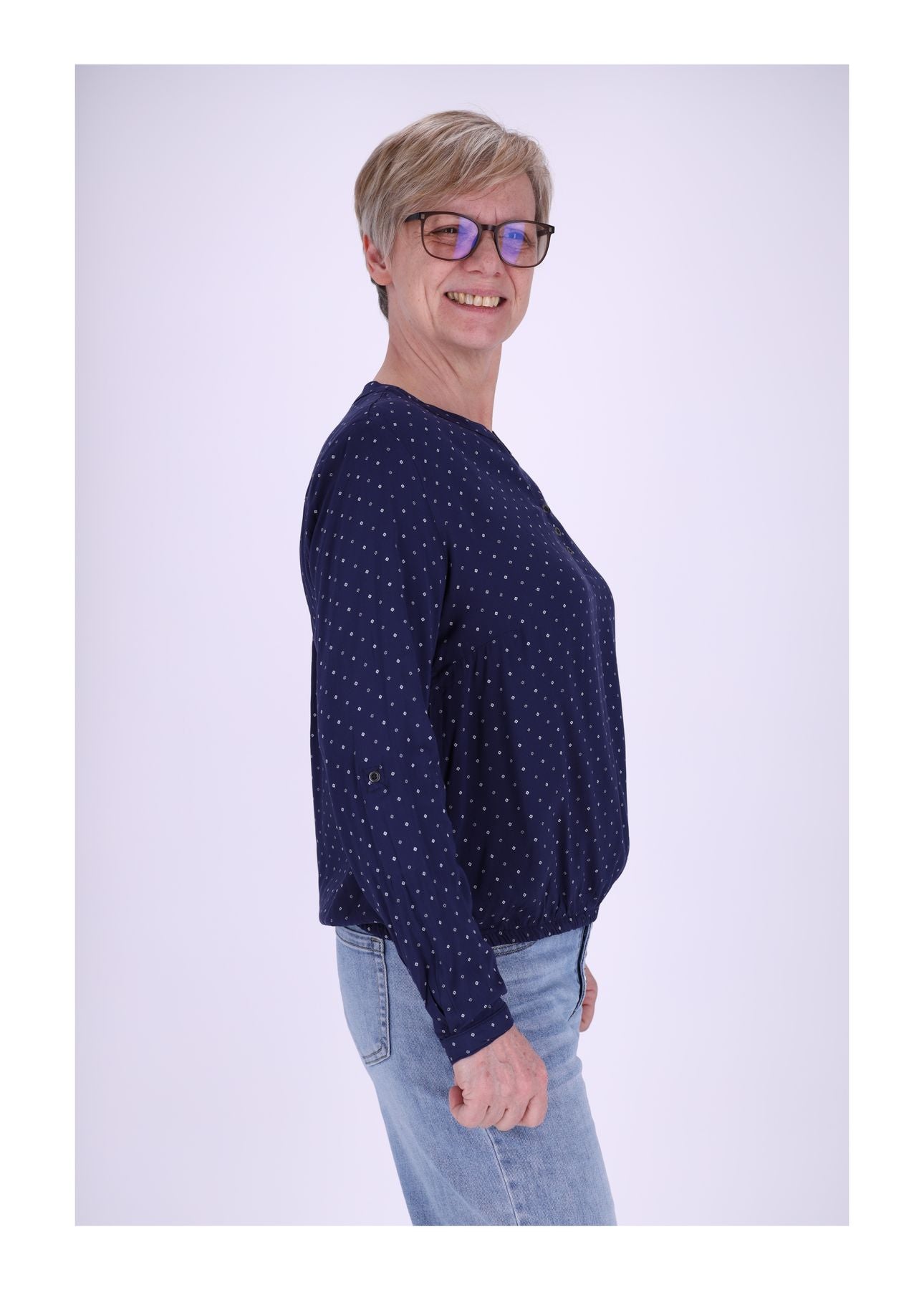 Bluse Viskose - Gummizug mit Karo Print