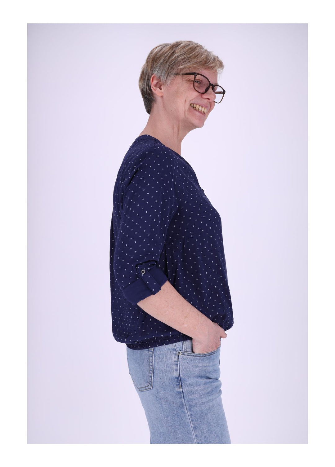 Bluse Viskose - Gummizug mit Karo Print