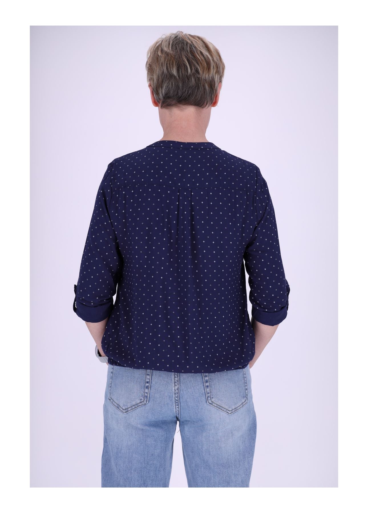 Bluse Viskose - Gummizug mit Karo Print