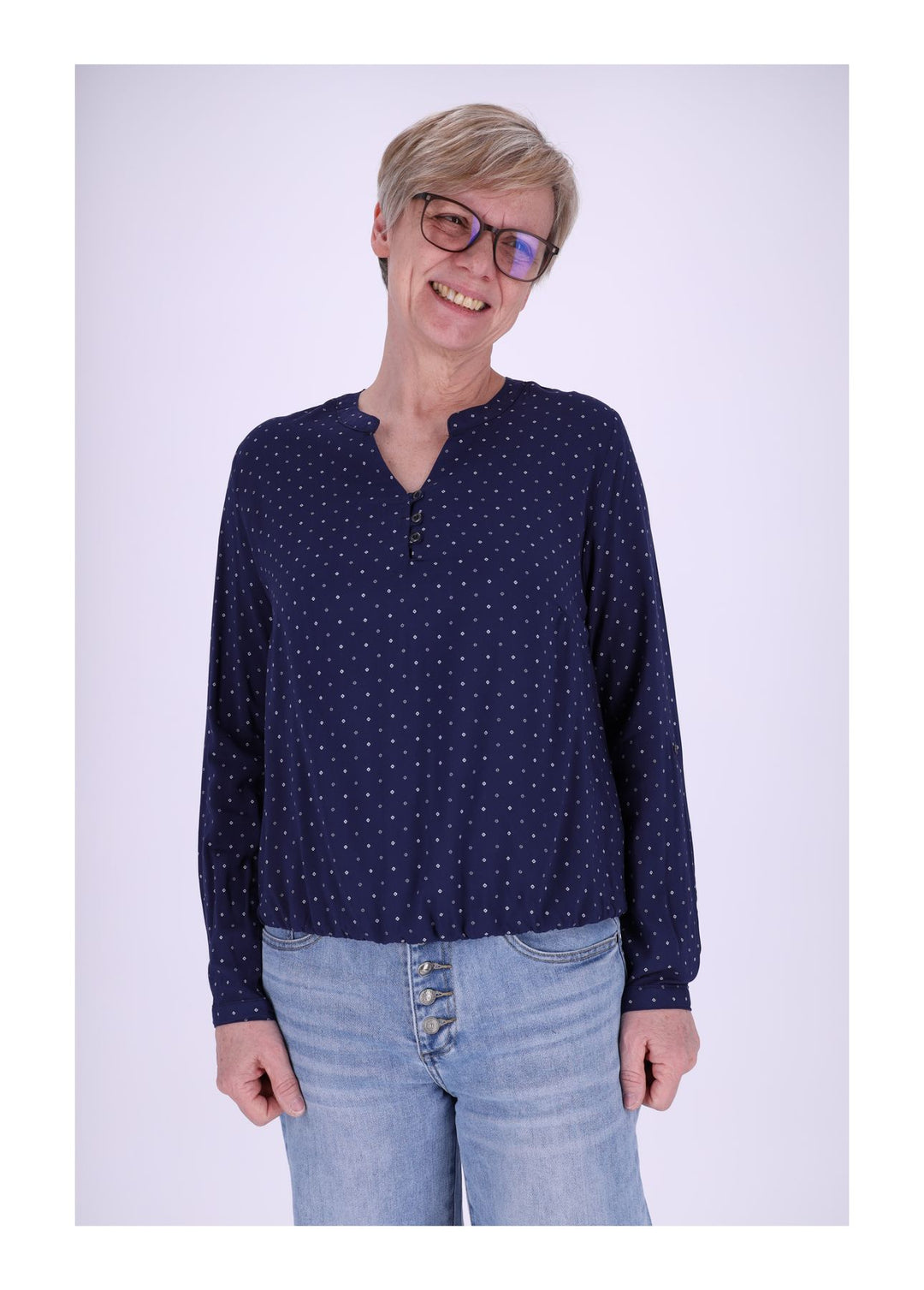 Bluse Viskose - Gummizug mit Karo Print