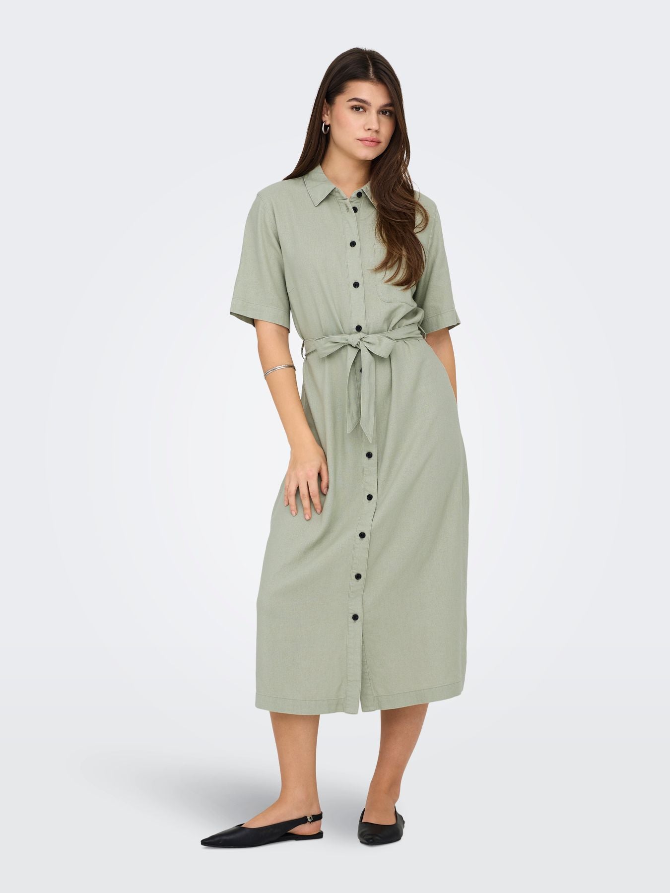 Damen ONLCARO S/S LINEN BL BELT DRESS CC
