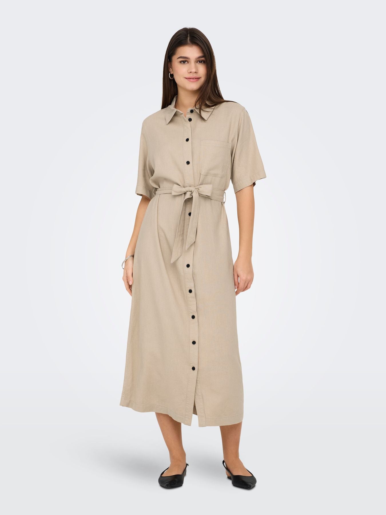 Damen ONLCARO S/S LINEN BL BELT DRESS CC