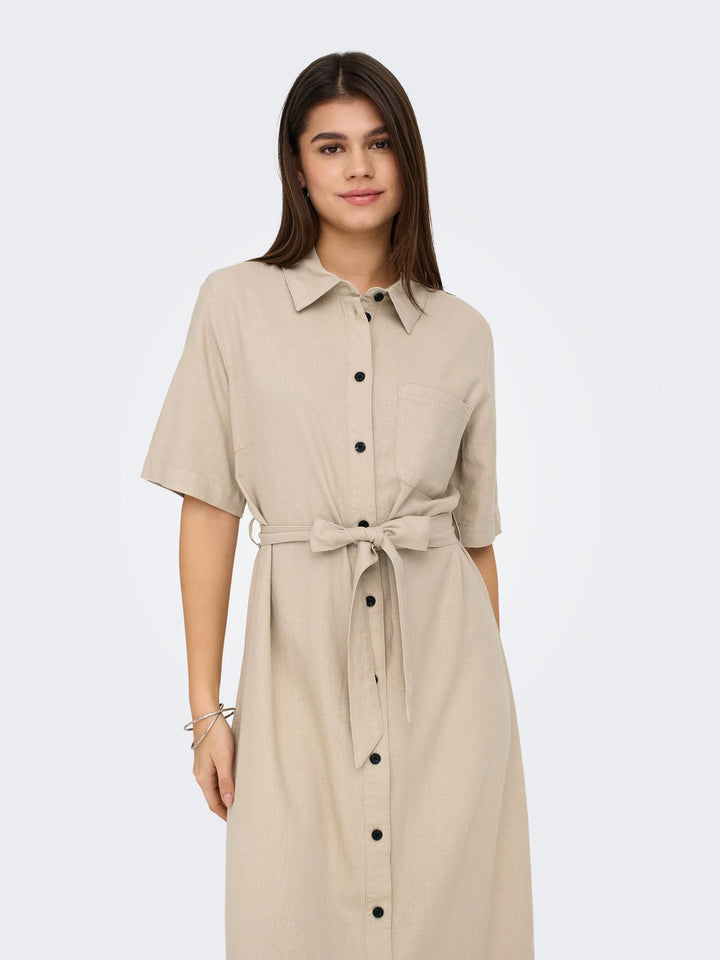 ONLY Leinenkleid Caro mit Gürtel